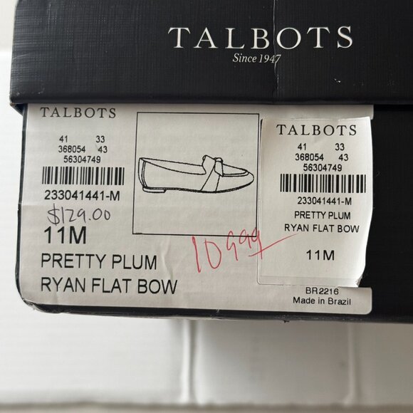 NIB Talbots Loafers Ryan Bow sz 11 Plum Flat Heel Leather - Picture 10 of 14